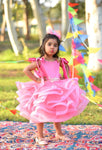 Designer Ruffle Frock - Pink Colour