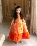 Designer Ruffle Frock - Orange