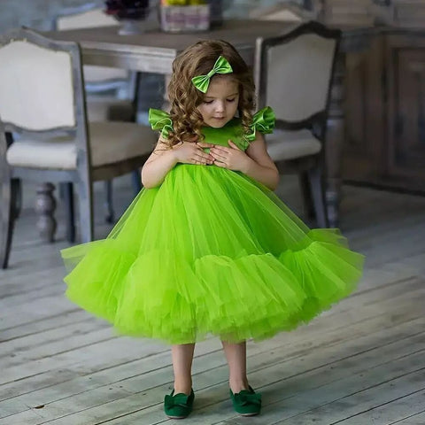 Designer Ruffle Frock - Green