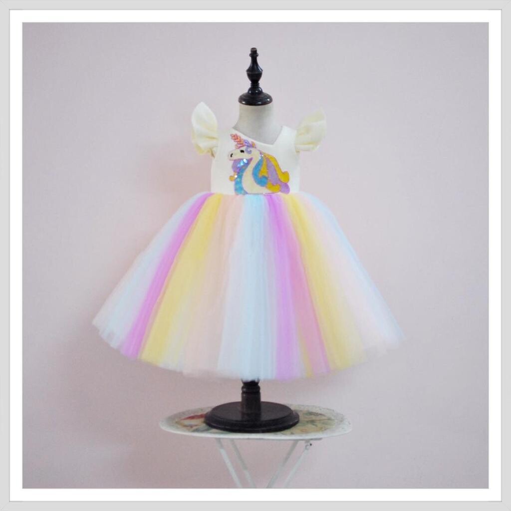 Designer Ruffle Frock - Multi Frock-Unicorn -Maggam Work