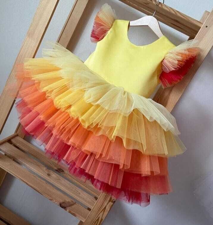 Designer Ruffle Frock -MultiColour