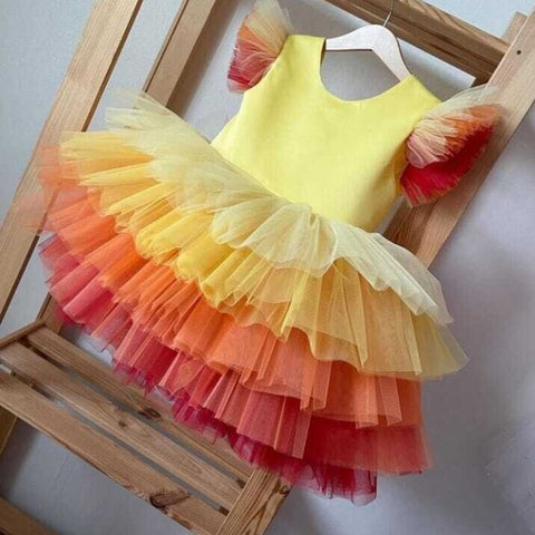 Designer Ruffle Frock -MultiColour