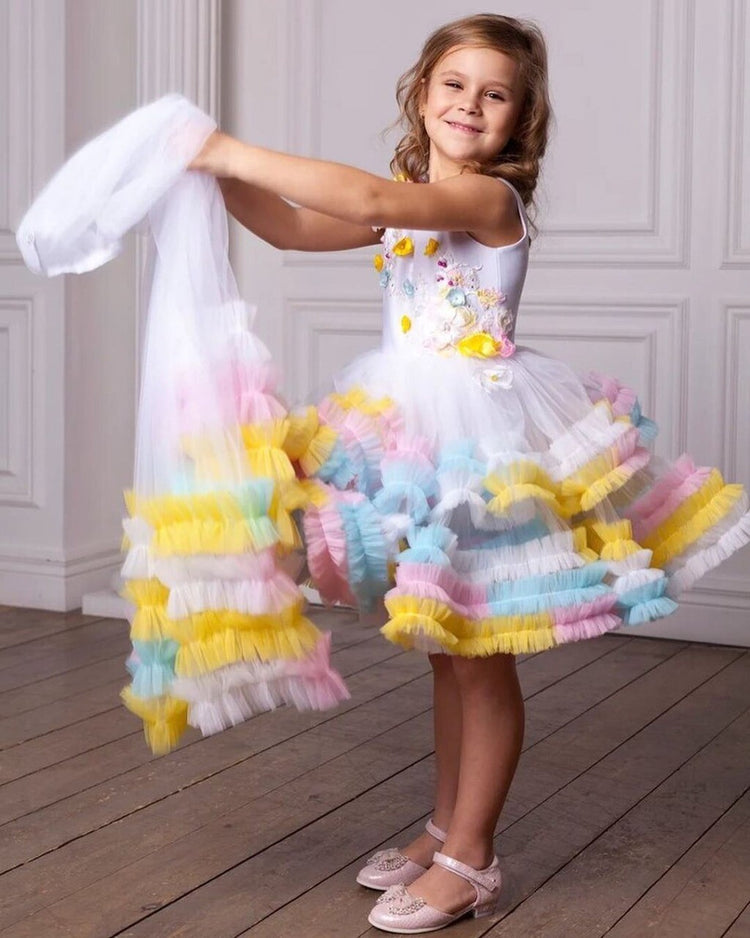 Designer Ruffle Frock -MultiColour