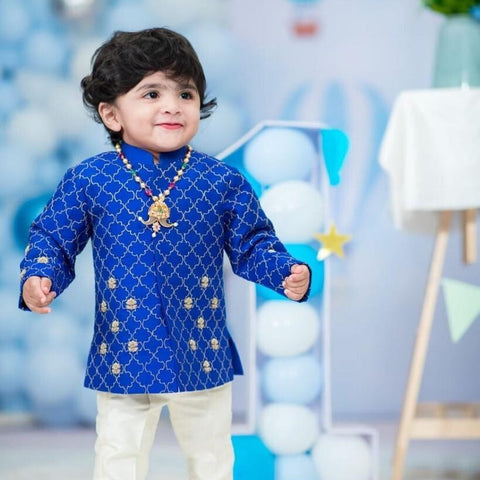 DESIGNER- KIDS -SHERWANI - blue & white