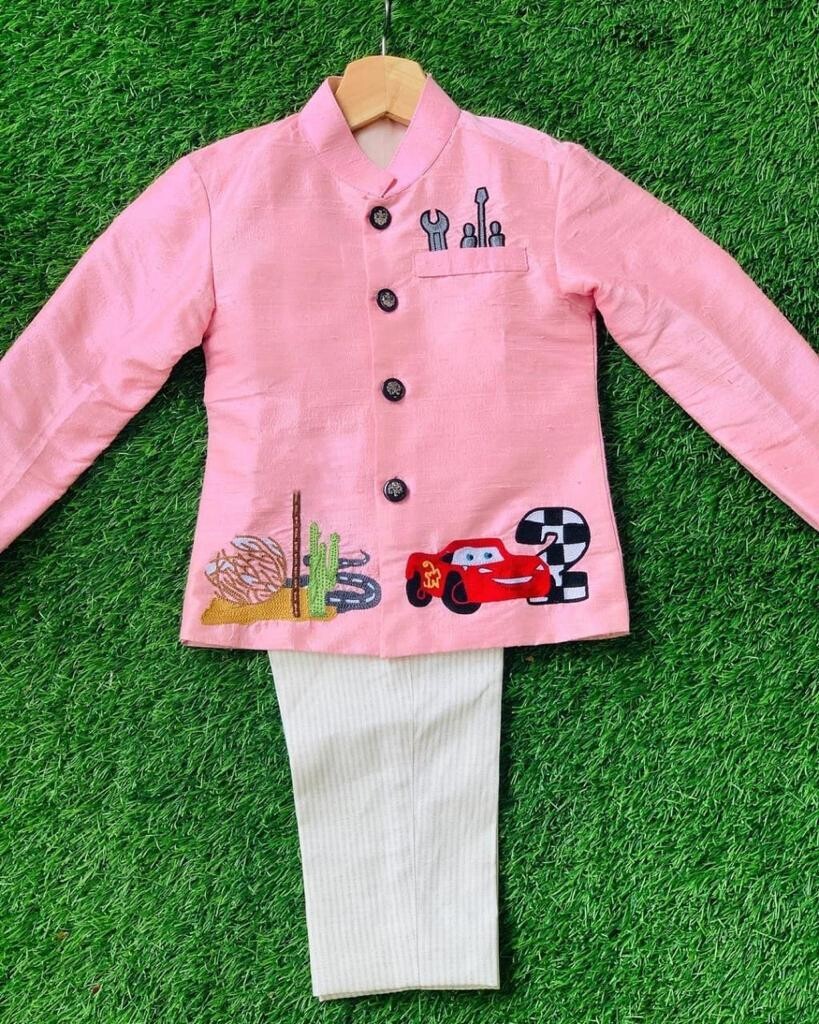 DESIGNER- KIDS -SHERWANI - light pink &