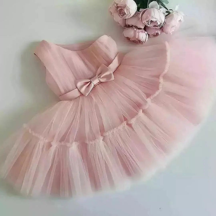 Designer Ruffle Frock - Light Pink Colour