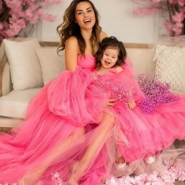 Matching Pink Tulle Mommy & Me Dresses