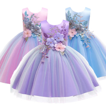 Princess Girls Flower Party Tutu Dress