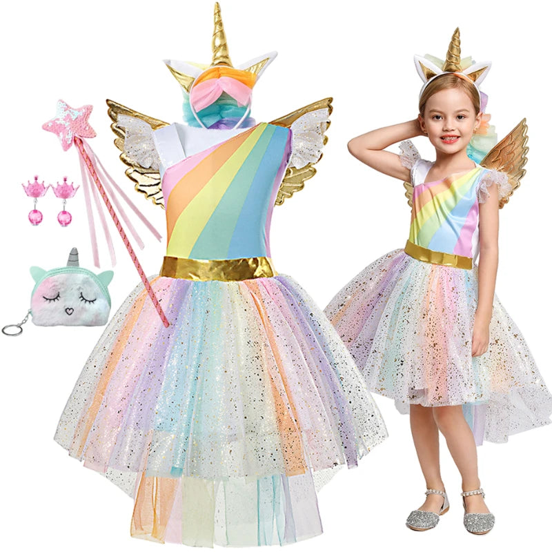 Unicorn Rainbow Ball Gown for Girls