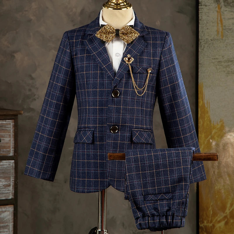 Boys' High-End Plaid Suit Set