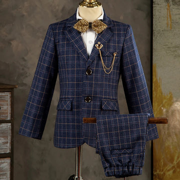 Boys' High-End Plaid Suit Set