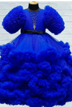 Designer Ruffle Frock - Dark Blue Colour