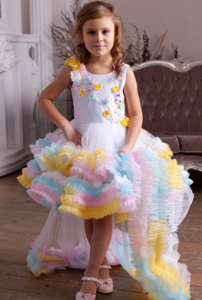 Designer Ruffle Frock -MultiColour