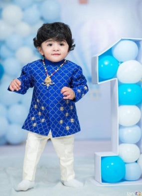 DESIGNER- KIDS -SHERWANI - blue & white