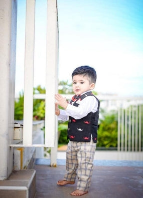 DESIGNER- KIDS -SHERWANI - black & gray