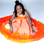 Designer Ruffle Frock - Orange