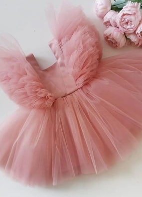 Designer Ruffle Frock - Baby Pink Colour