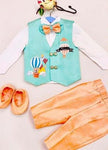 DESIGNER- KIDS -SHERWANI sky blue & brown