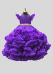 Designer Ruffle Frock - Purple