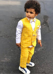 DESIGNER- KIDS -SHERWANI - yellow & white