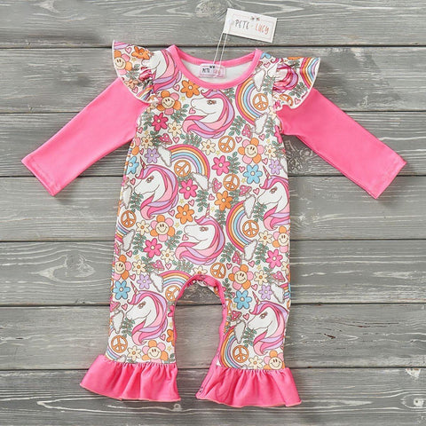 Peace, Love & Unicorns - Girl Romper